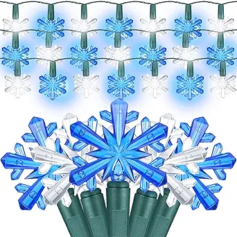 Winter Snowflake String Lights 35 LED Blue White Star Lights 18 ft for Indoor Outdoor Tree Winter...