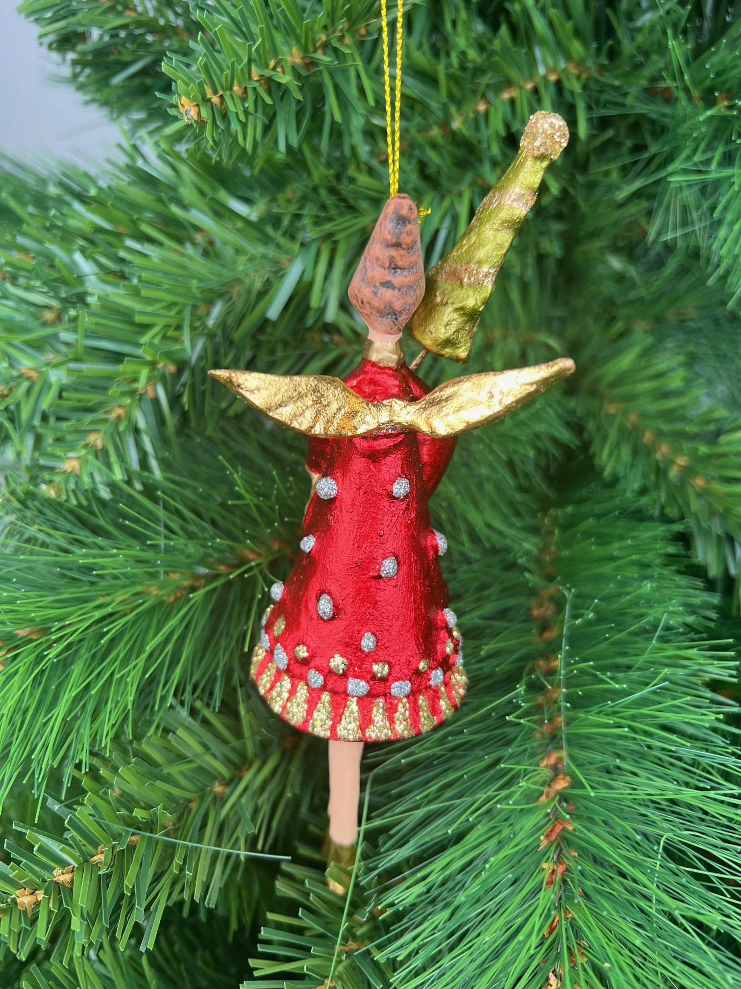 Engel Weihnachten Baumschmuck Figur Deko Hänger Christbaumschmuck Ornament 12 cm (rot mit Bäumchen)