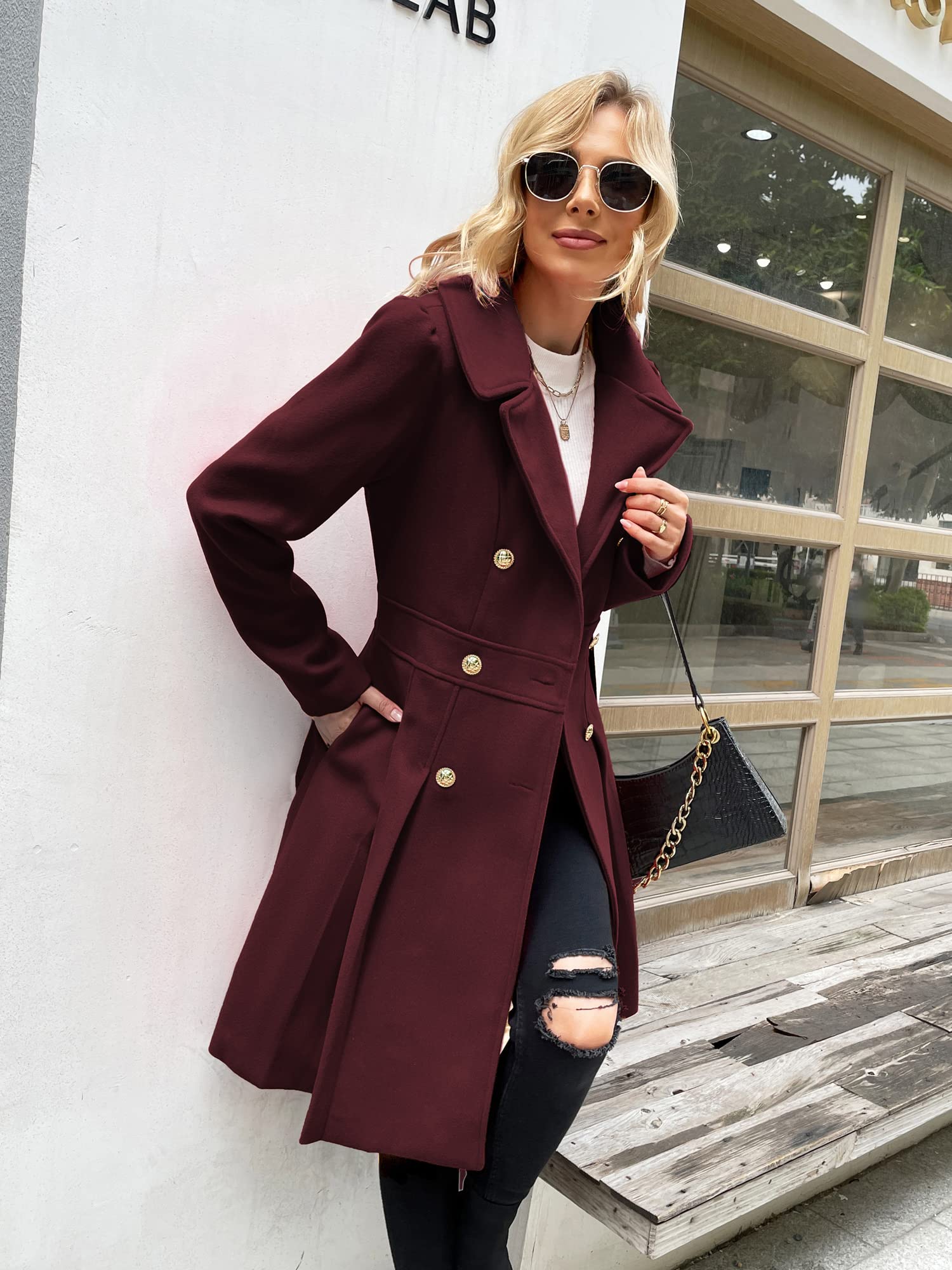 GRACE KARIN Abrigo Doble Botonadura Para Mujer Elegante Coat Lana Elegante Trench