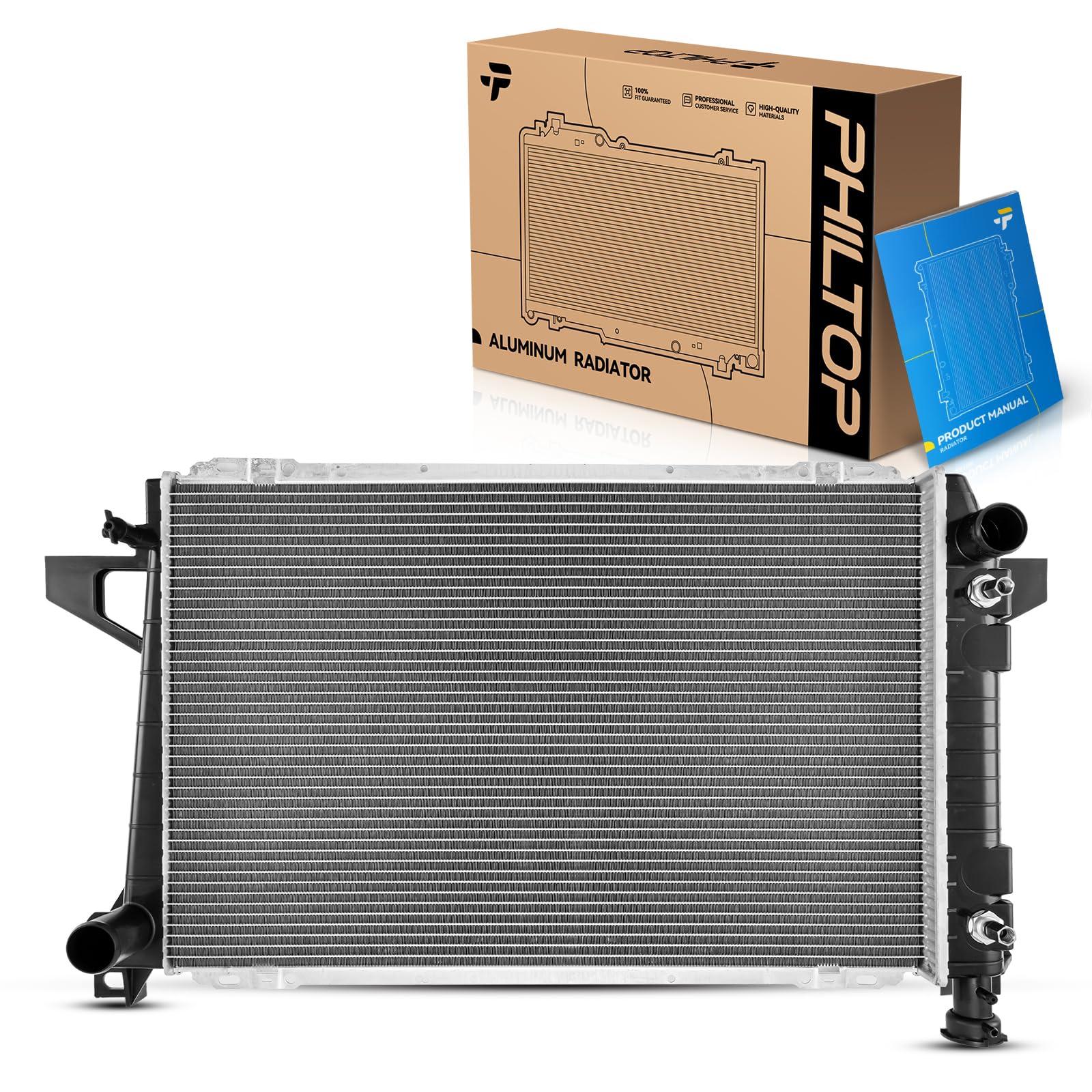 PHILTOP CU1453 Radiator 18-5/16"Core Compatible With 1985-1996 Bronco, F-150, F-250 1997 F-250 HD 1989-1997 F-350 (1 Row Core;w/ 1 in. Thick Core)