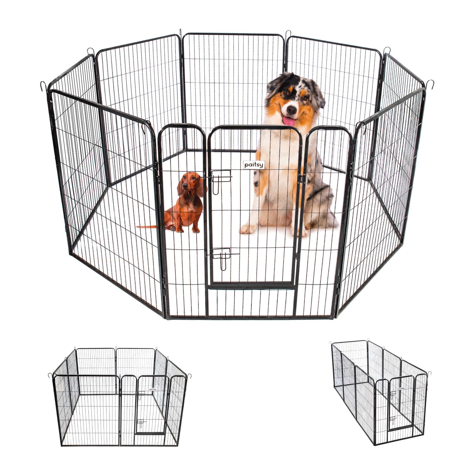 Parc Enclos pour Chien Chiot et Lapin GARDEO80x100x8, 8 Panneaux 80X100cm, 2,56M2, modulable, intérieur et extérieur, Pliable, Garantie 5 Ans