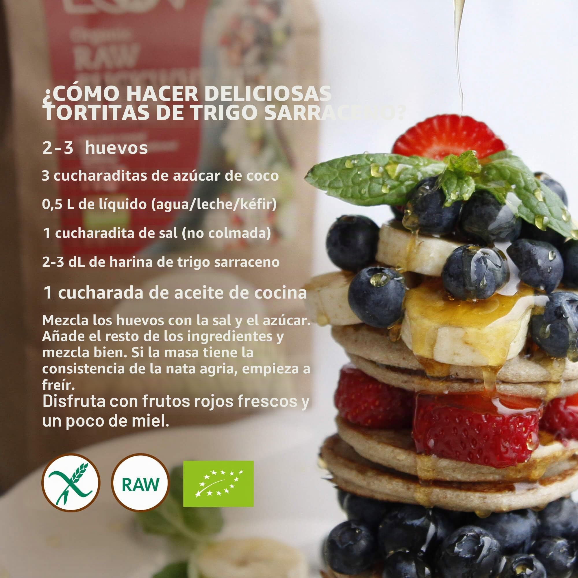 Harina de Trigo Sarraceno Cruda Orgánica, 1 kg, harina sin gluten, no tratada térmicamente, conserva todos los nutrientes, delicioso sabor a nuez, cultivado orgánicamente en climas nórdicos, no es OGM