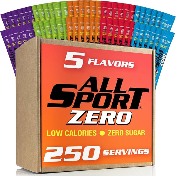 All Sport Variety Zero Powder Sticks, sin azúcar, electrolitos, 250 unidades | Paquete variado All Sport sin azúcar, sobres de hidratación, mezcla para bebida deportiva sin calorías, solo agrega agua