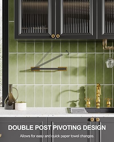 Miniatura 4 de Toallero de papel para debajo del gabinete, autoadhesivo o montado en la pared, soporte para toallas de papel de acero inoxidable SUS304 negro y