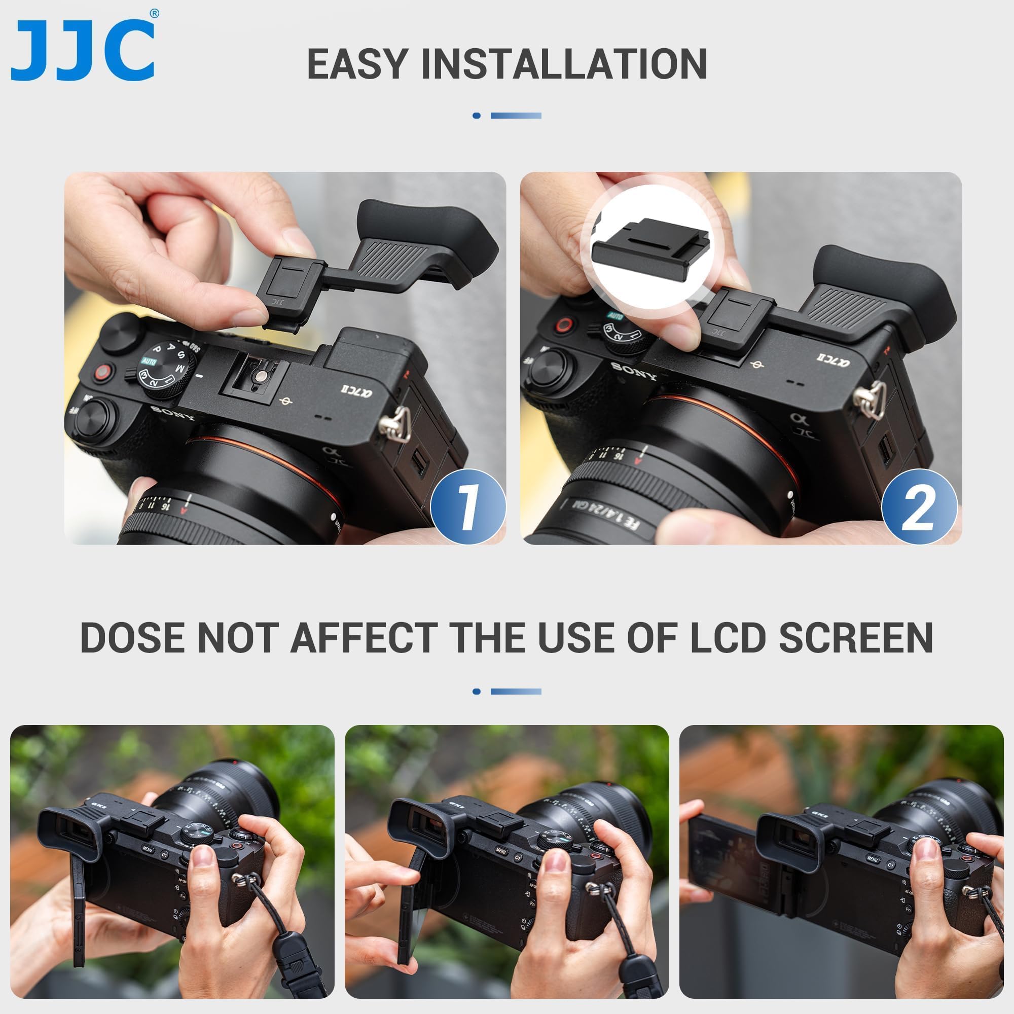 JJC Œilleton Large en Silicone Souple pour Sony Alpha A7CII A7CR ILCE-7CM2 ILCE-7CR (Équipé et Sécurisé avec Caméra Hot Shoe)