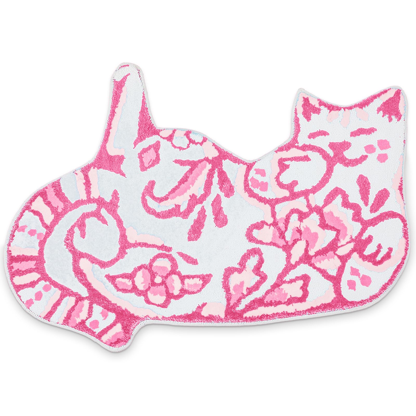Condition photo showing New/Like New for tinideya delft cat shape bath rug cat shaped bathroom mat 23" x 32" rugs for home decor cute soft tufted mats non slip absorbent floor carpet for bedroom porch kitchen (pink)