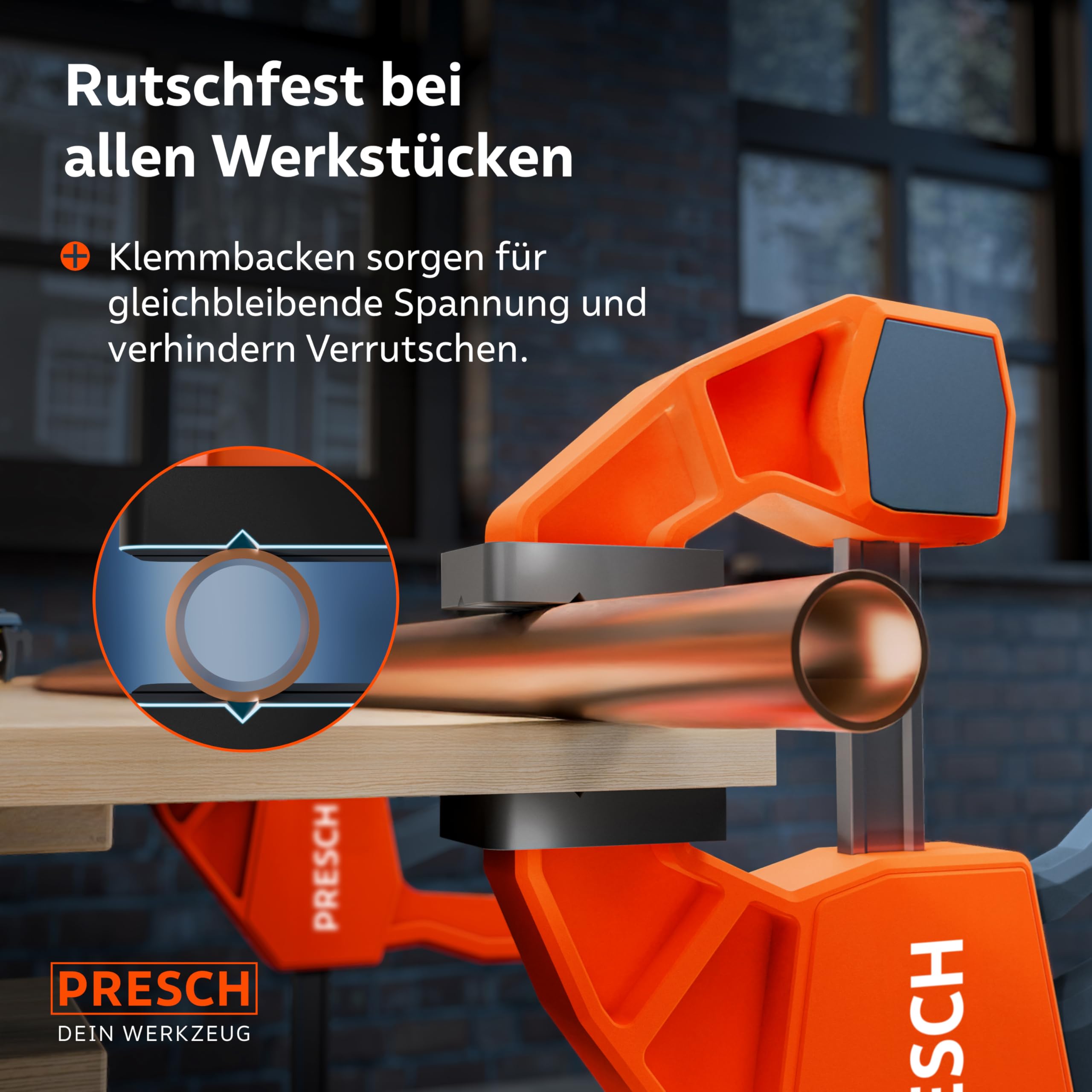 PRESCH Einhandzwingen 150mm & 300mm 4 Stk. – Zwingen Set mit 75kg Spannkraft für sofortiges Fixieren – Robuste Schnellspannzwingen dank Carbonstahl & glasfaserverstärktem Gehäuse – Mit Spreizfunktion