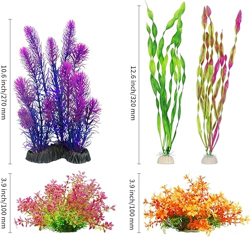 Miniatura 4 de MyLifeUNIT Plantas artificiales de acuario, plantas de plástico para peceras para decoraciones de acuarios, paquete de 7 (estilo B)