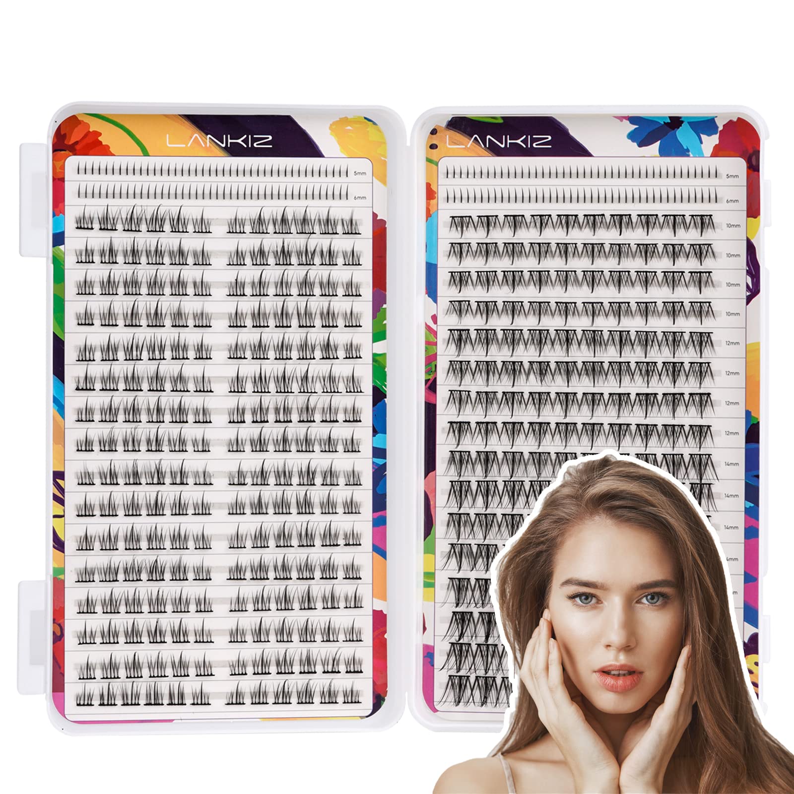 LANKIZ Lash Clusters 512pcs DIY Lash Extension, 3 in 1 Individual Lashes, Ultra-Large Capacity Cluster Lashes, Mix Length DIY Wispy Eyelash Extension at Home Lash Book