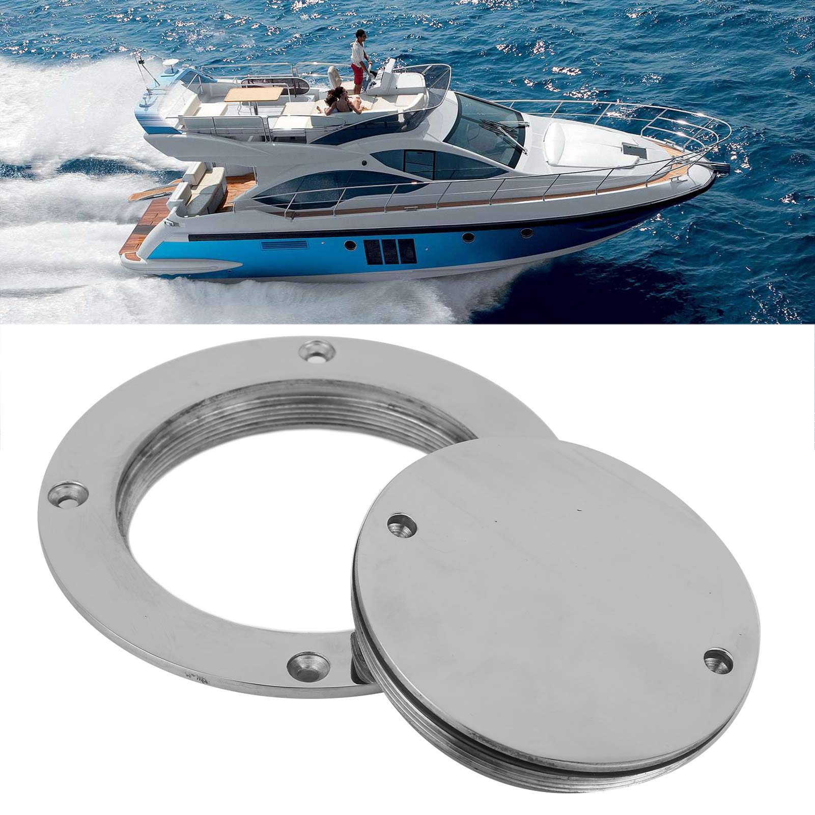 Plaque de Pont KIMISS, Trappe D'inspection en Acier Inoxydable de Couvercle de Trappe de Pont en Acier Inoxydable de 4 Pouces avec Clé pour Accessoire de Quincaillerie Marine de Yacht