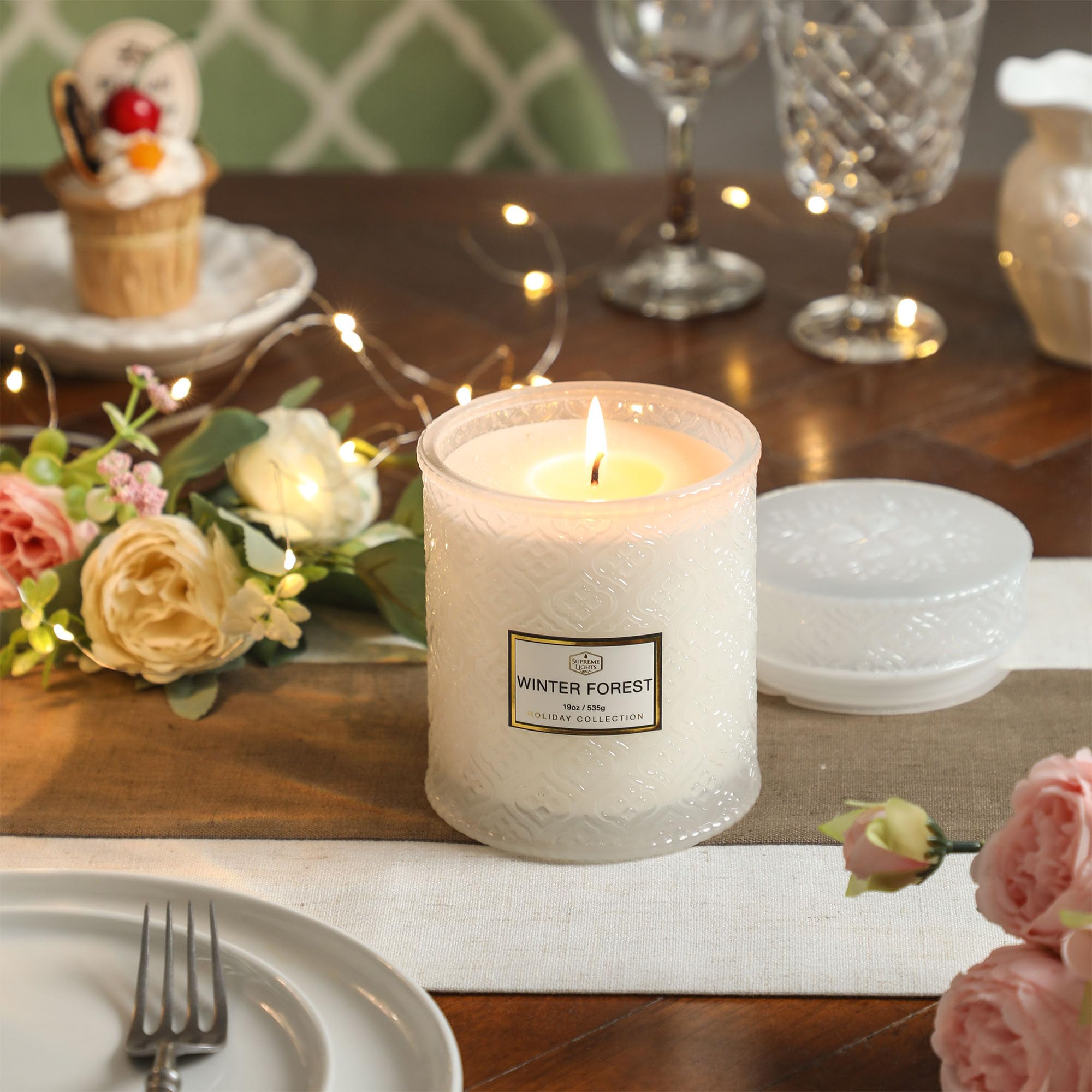 Velas de Navidad, vela de bosque de invierno, velas grandes de 19 onzas para el hogar, vela de aromaterapia, regalos de Navidad para mujeres, velas perfumadas de lujo para mujeres, 88 horas de tiempo