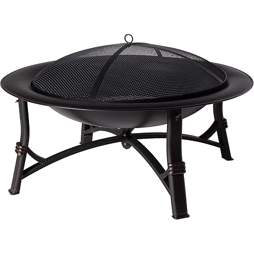 Amazon Basics Round Fire Pit - 35-Inch, Brushed Copper