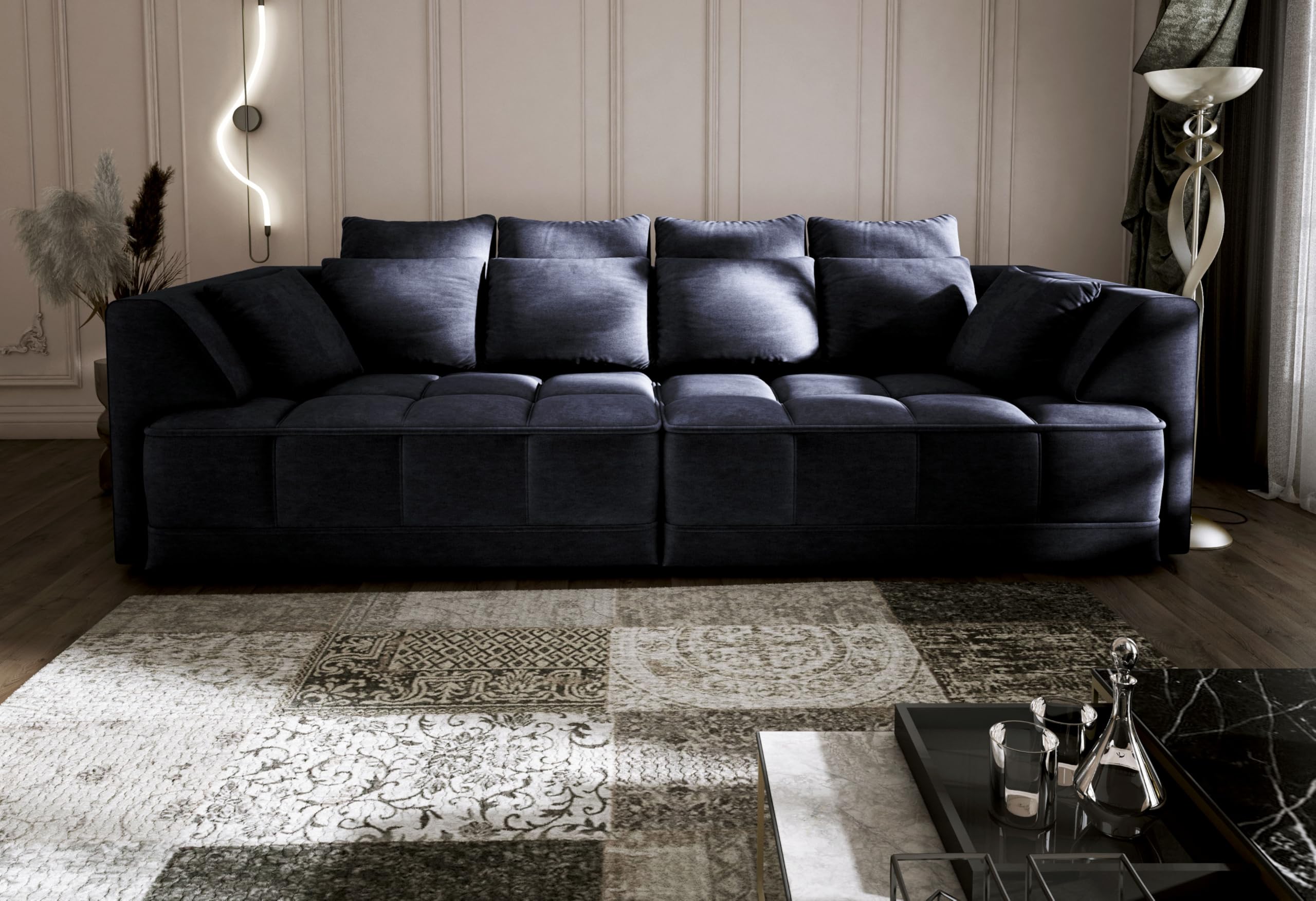 Big Sofa Tiga XXL, Schlafsofa, Couch, Schlafcouch mit Schlaffunktion 302 cm Breit (Cloud 79)