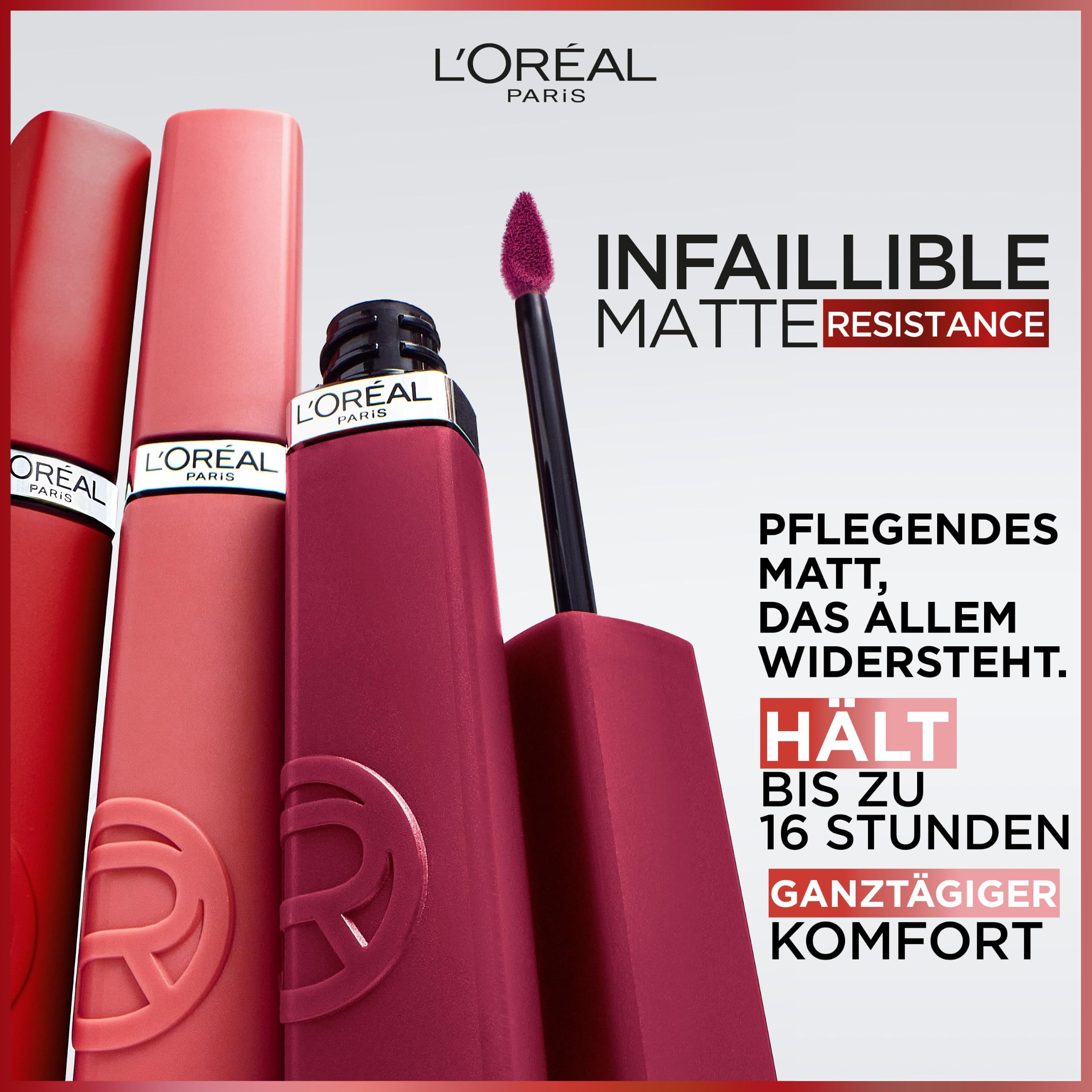 L'Oréal Paris Make-up Set mit Wimperntusche, Eyeliner und Lippenstift, Volume Million Lashes Mascara (schwarz), Infaillible Matte Resistance (rot), Superliner Perfect Slim (schwarz), 3-teilig