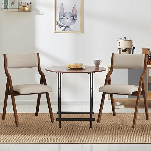 Ball & Cast Juego de 2 sillas plegables tapizadas con respaldo ergonómico y marco de madera maciza, para comedor y oficina, eventos en interiores y