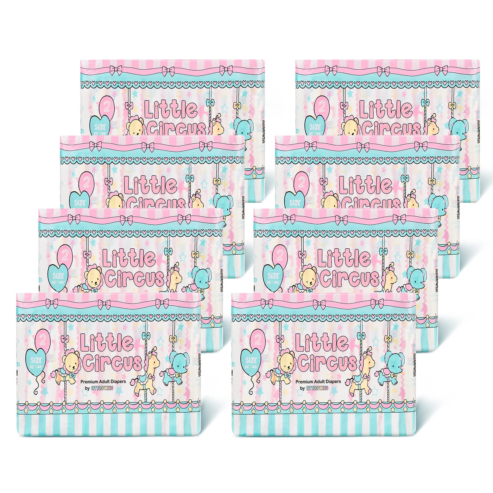 Littleforbig Printed Diaper 80 Pieces (8 Packs) - Little Circus(L)