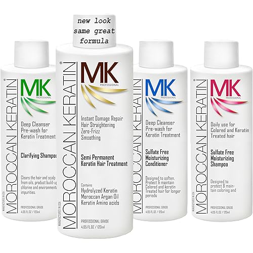 Hair Treatment Straightening Blowout Brazilian Smoothing Professional Results Salon and Home Use , Long Lasting organic results 4-6 months 4pc Set