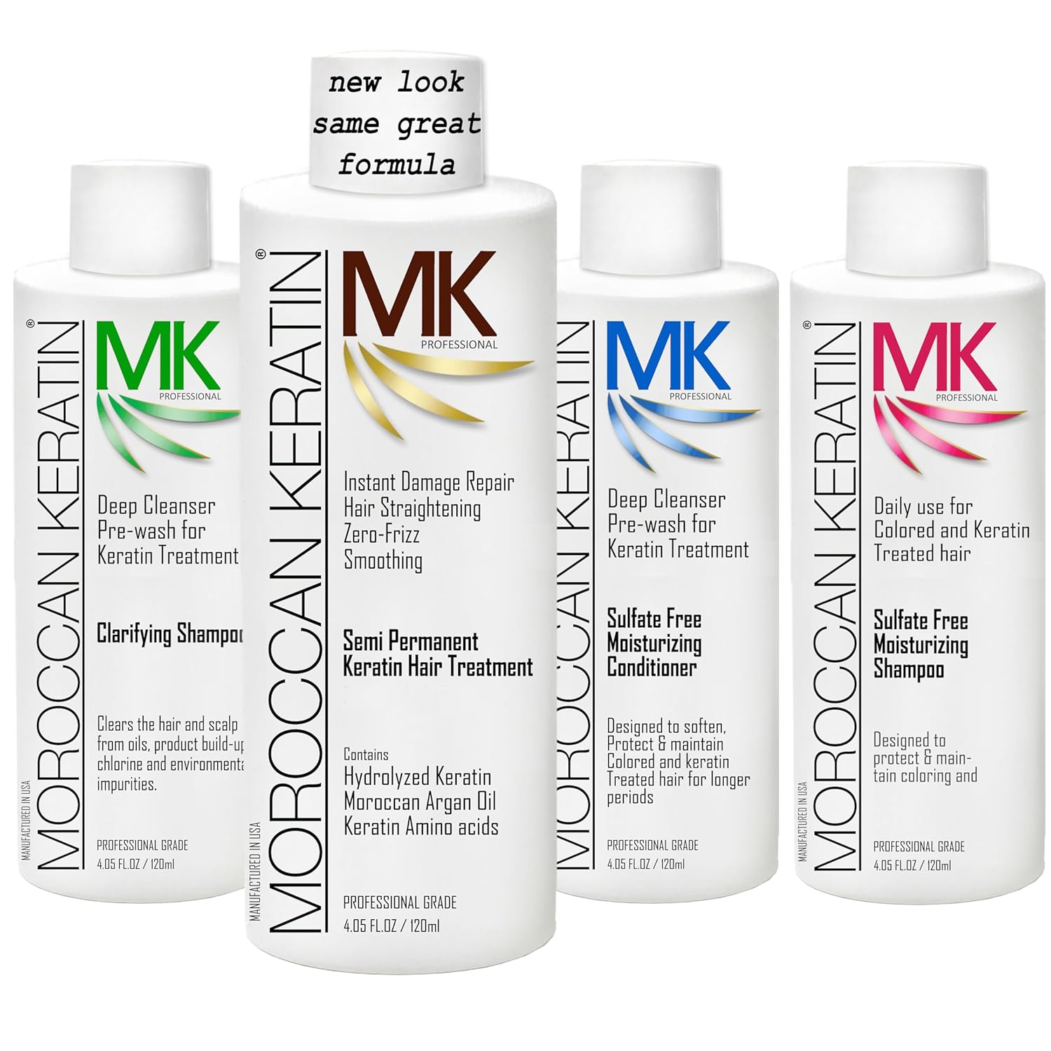 Moroccan Keratin Hair Treatment Straightening Blowout Brazilian Smoothing Professional Results Salon and Home Use , Long Lasting organic results 4-6 months 4pc Set