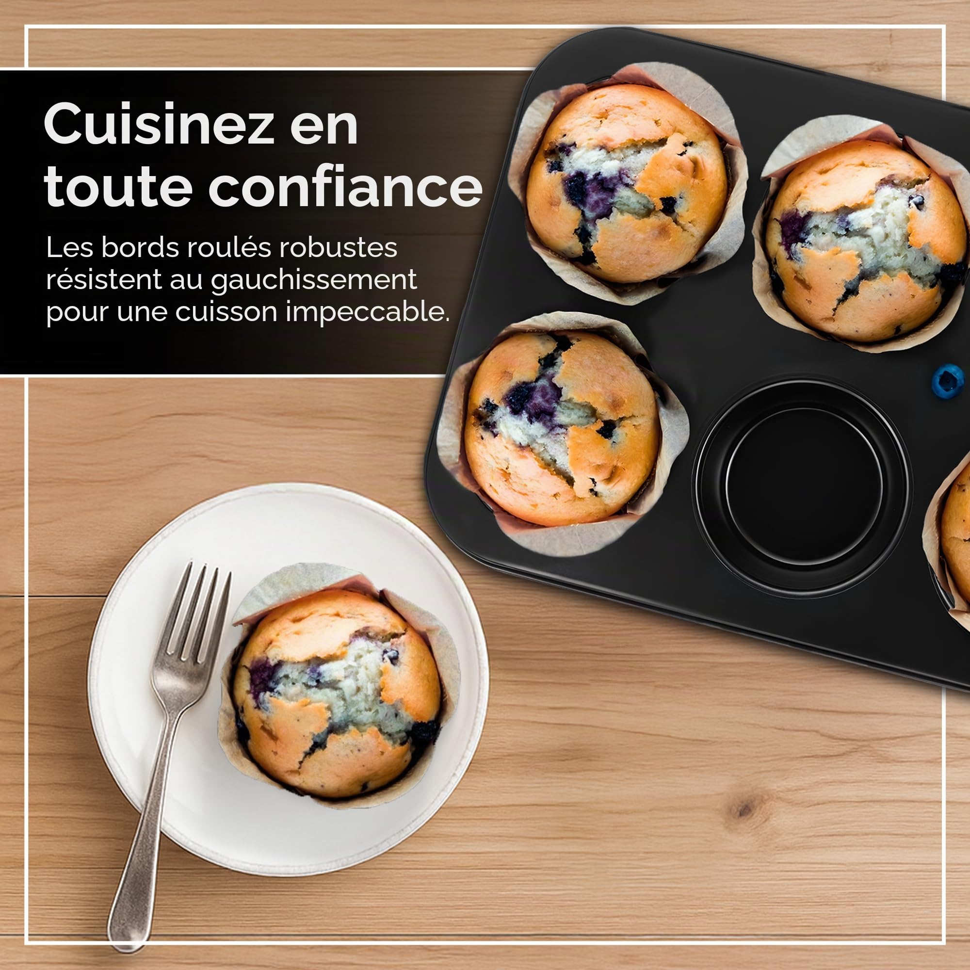Wrenbury Lot de 2 moules à muffins géants - Anti-adhésifs - Sans PTFE - Passe au four à 230 °C