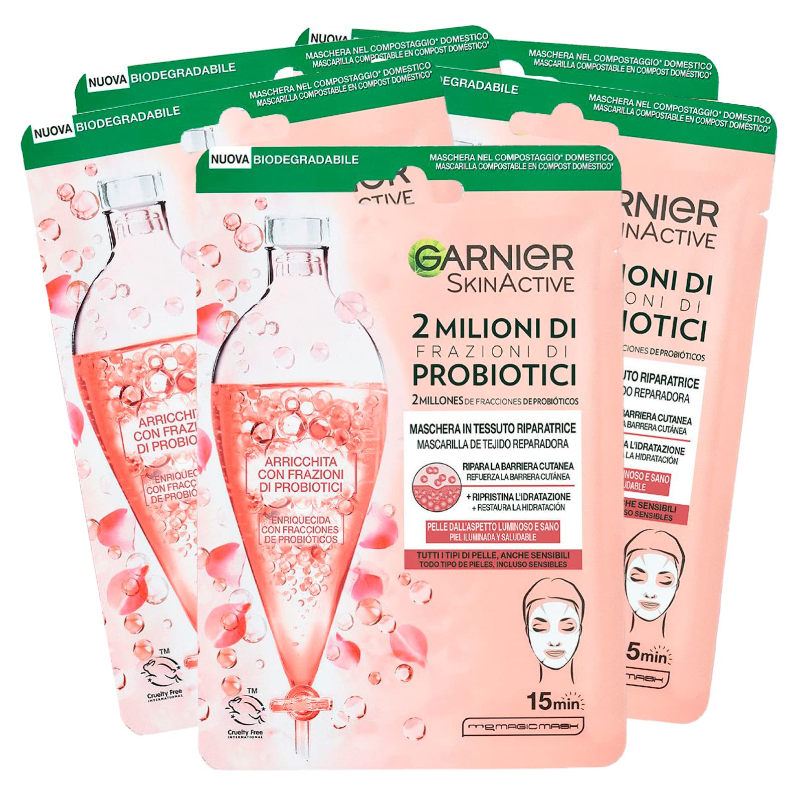 3x Garnier SkinActive Hydra Bomb Mascarilla Facial en Tela Hidratante y Matificante con Té Verde y Ácido Hialurónico — view 27