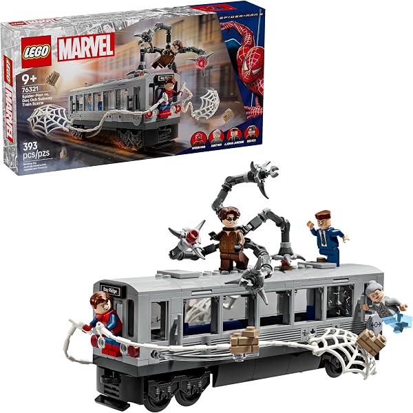 Close-up of the LEGO Spider-Man minifigure with its alternate unmasked head and battle-damaged torso.