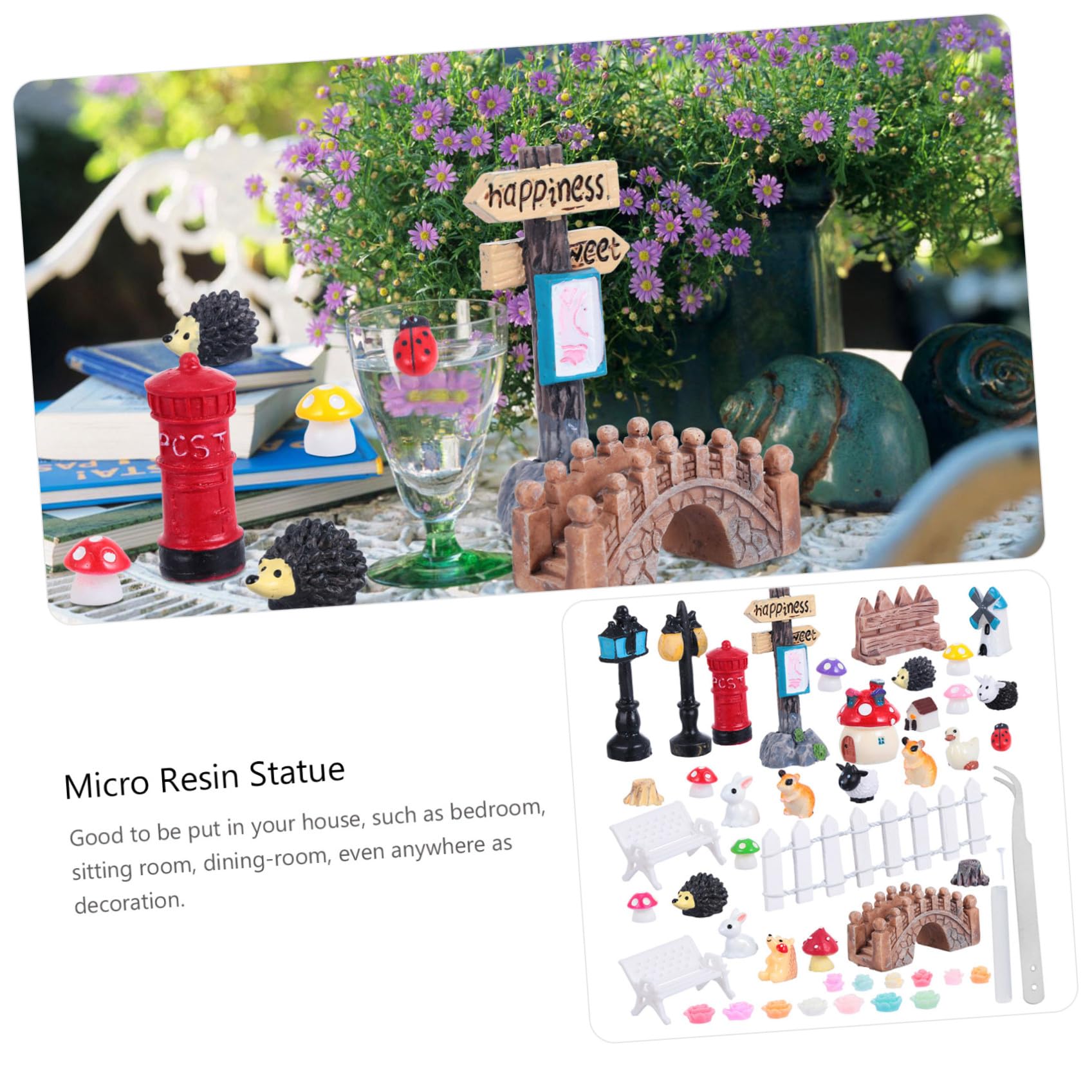TOYANDONA 99 Piezas Kit de Adornos Miniatura Jardín Decoraciones de Suculentas Manualidades