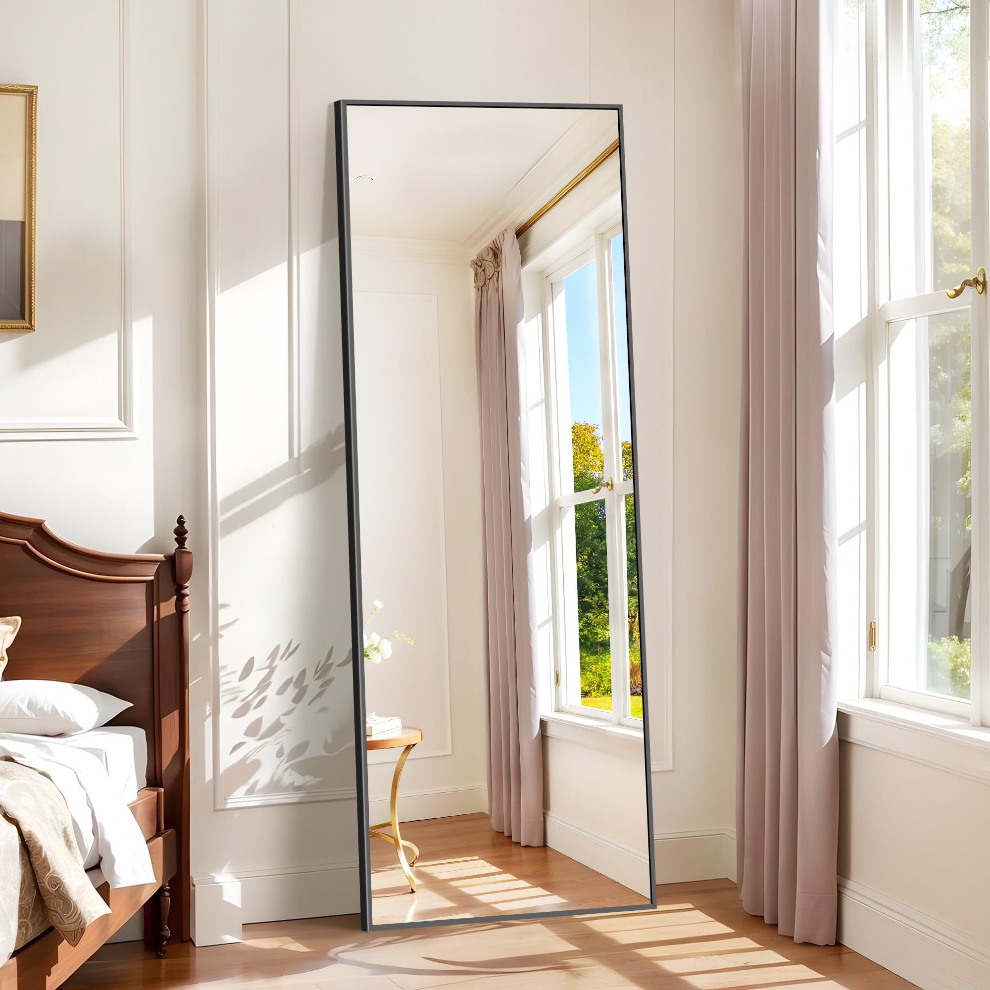 Weare Home Miroir Pleine Longueur Rectangulaire 165 x 60 cm Cadre en Métal Noir