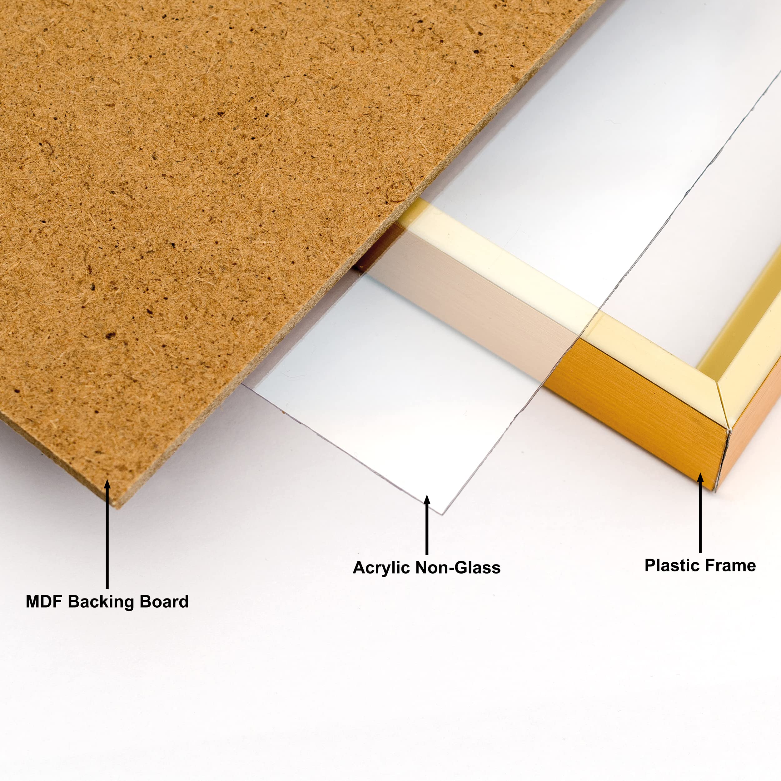 Hampton Frames Cornice per poster A2 42x59 cm oro | Plexi infrangibile, leggera, backloader | Per foto, poster, opere d'arte, casa, ufficio, studio