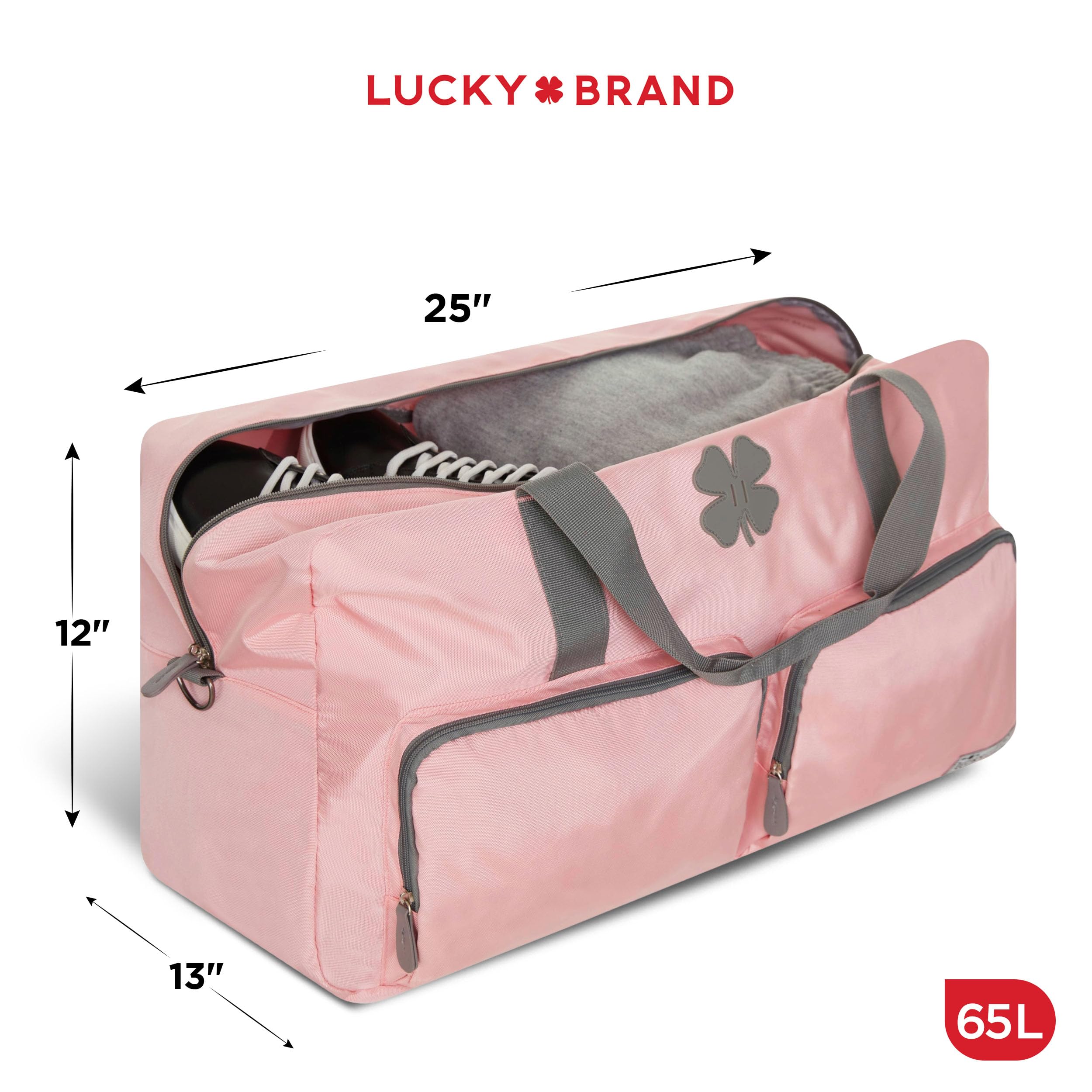 Lucky Travel Duffel Bag 65L, borsa da palestra e grande borsone da uomo, borsa pieghevole da notte per donna e uomo con tracolla regolabile, nero