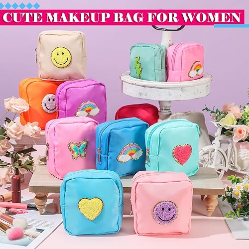 Miniatura 6 de Umigy 12 bolsas de cosméticos preparadas para regalos de graduación, mini bolsas de maquillaje de nailon, a granel, impermeables, lindas bolsas de