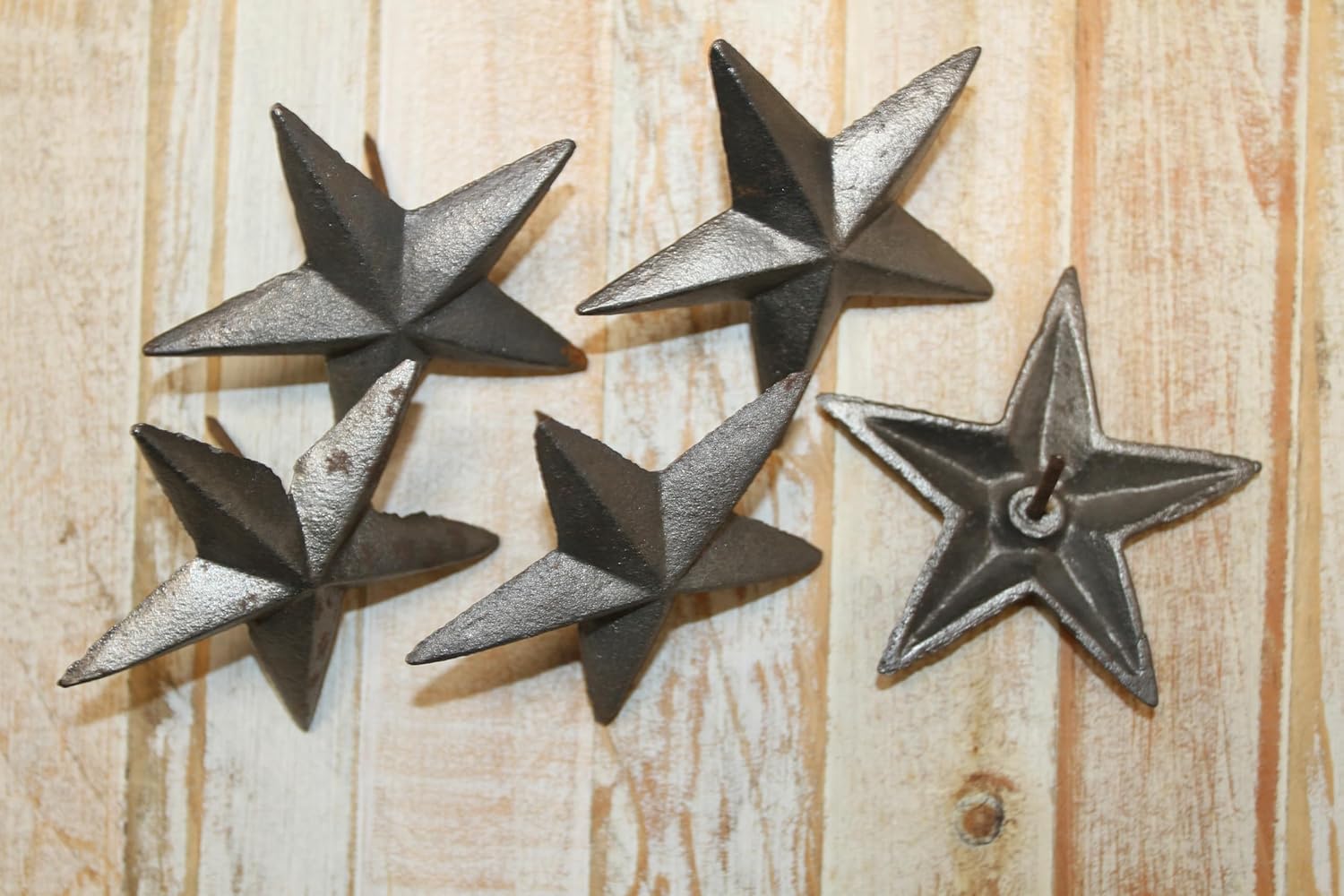 16 - Rustic Hand Forged Star Clavos, Decorative Iron Nail Head, 3.5 Inch Width, Raw Metal Finish, 1.625 Inch Stem, Country Style, Star Nails, SN-3.5