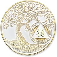 Vista 86 de Medallón AA de 5 años – Árbol de la Vida trenzado chapado en oro AA Chip de recuperación – morado