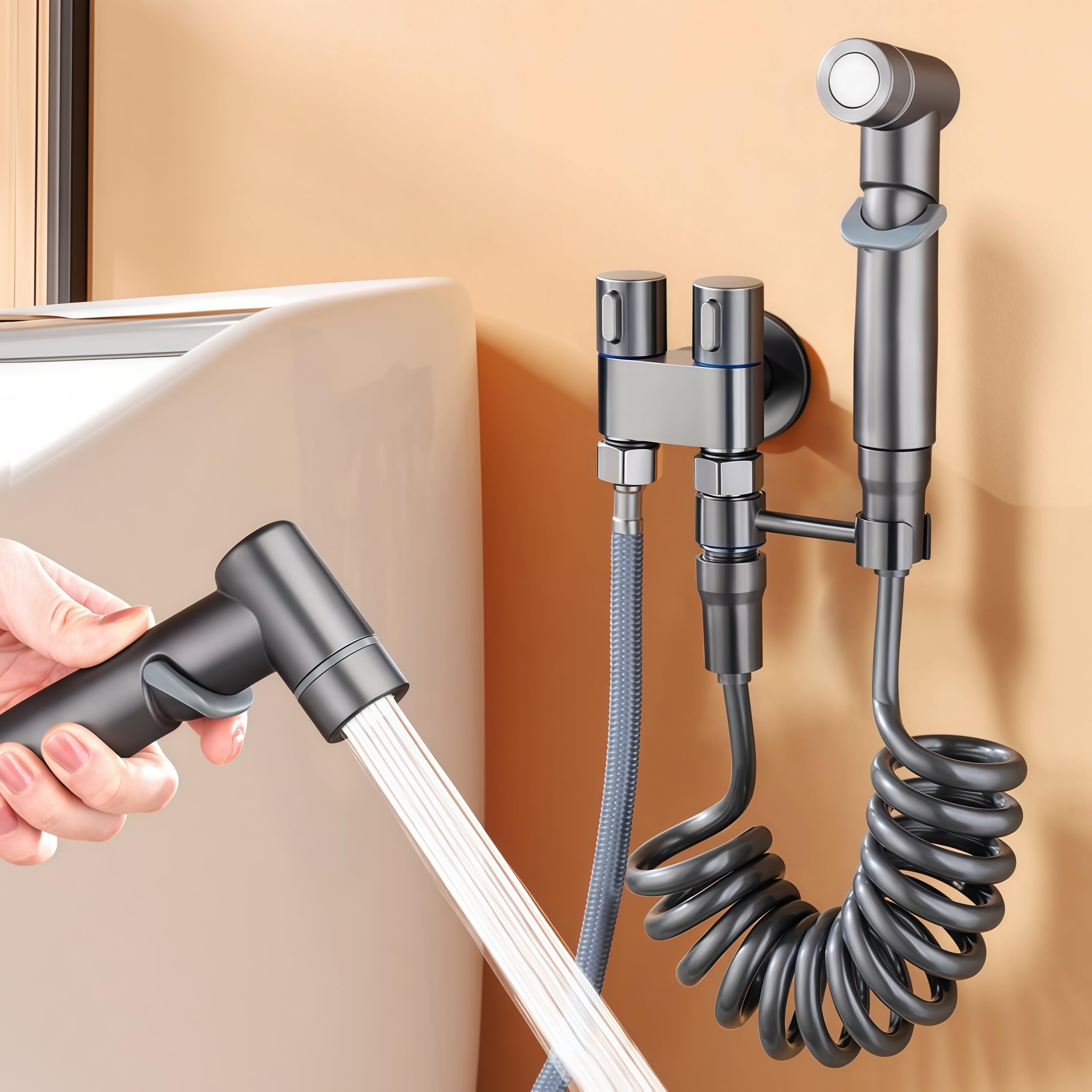 Válvula de controle duplo 1-in-2-out, torneira de banheiro duplo