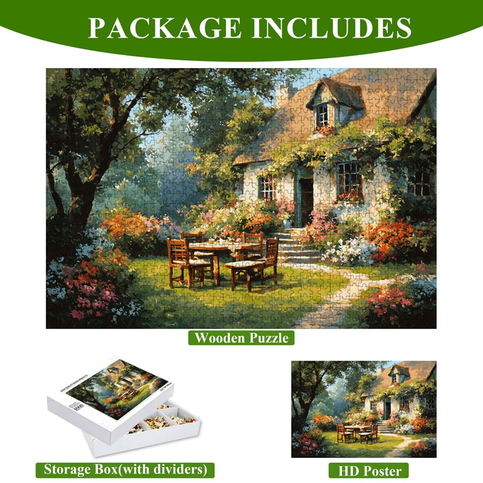 Puzzle 2000 elementów - Kabina i ogród - Trwałe drewniane puzzle z literami z tyłu - 70 x 100 cm - Kreatywne hobby bez kurzu - Artykuł kolekcjonerski i 14 lat w ponad P3#181