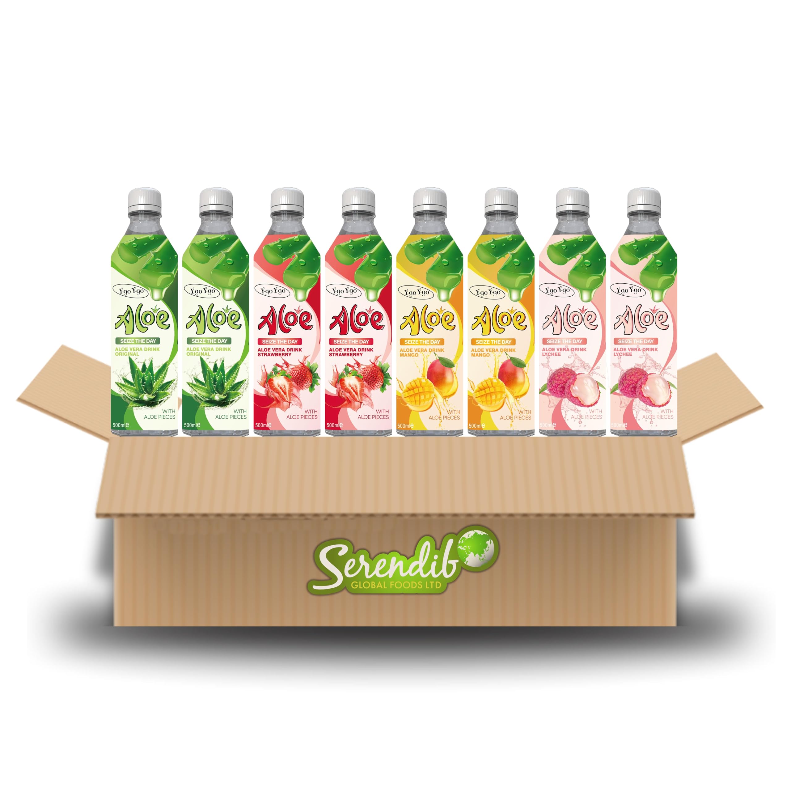 Y-go Y-go Aloe Vera Drink Mixed Flavour Pack (8 x 500ml) – 2 Each