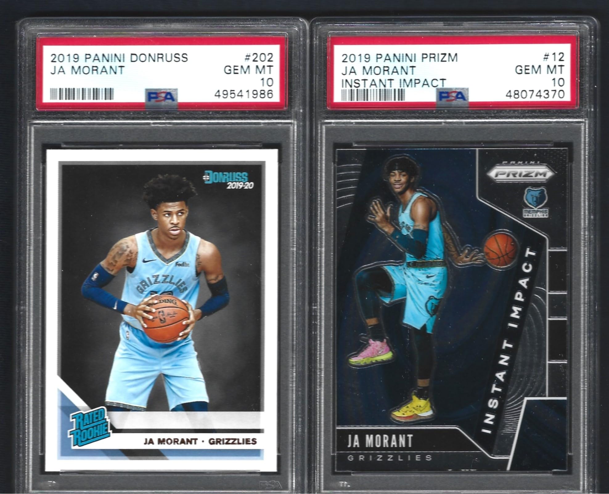 Amazon.com: PSA 10 JA MORANT DONRUSS & PRIZM INSTANT IMPACT 2 CARD 