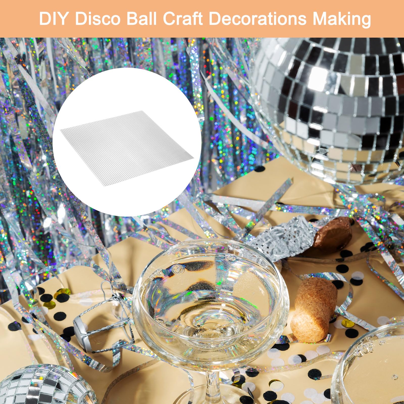 QUARKZMAN 36000 Pièces Miroirs Autocollants en Mosaïque, Mini Carreaux de Acrylique Carrés de 5 x 5 mm pour La Fabrication de Décorations Artisanales de Boule Disco, Argent
