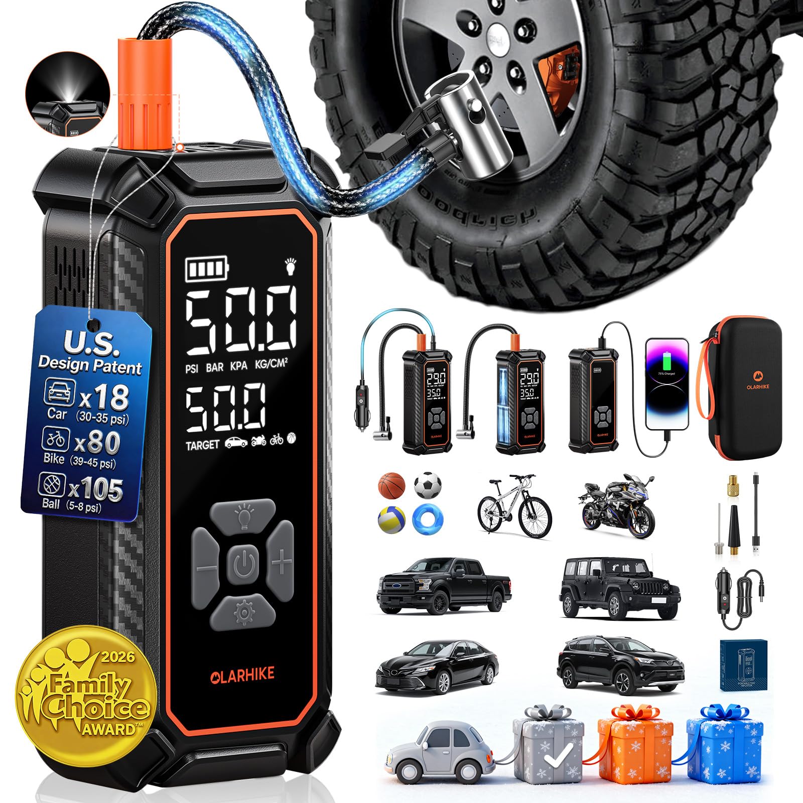 OlarHike Cordless Tire Inflator Portable Air Compressor