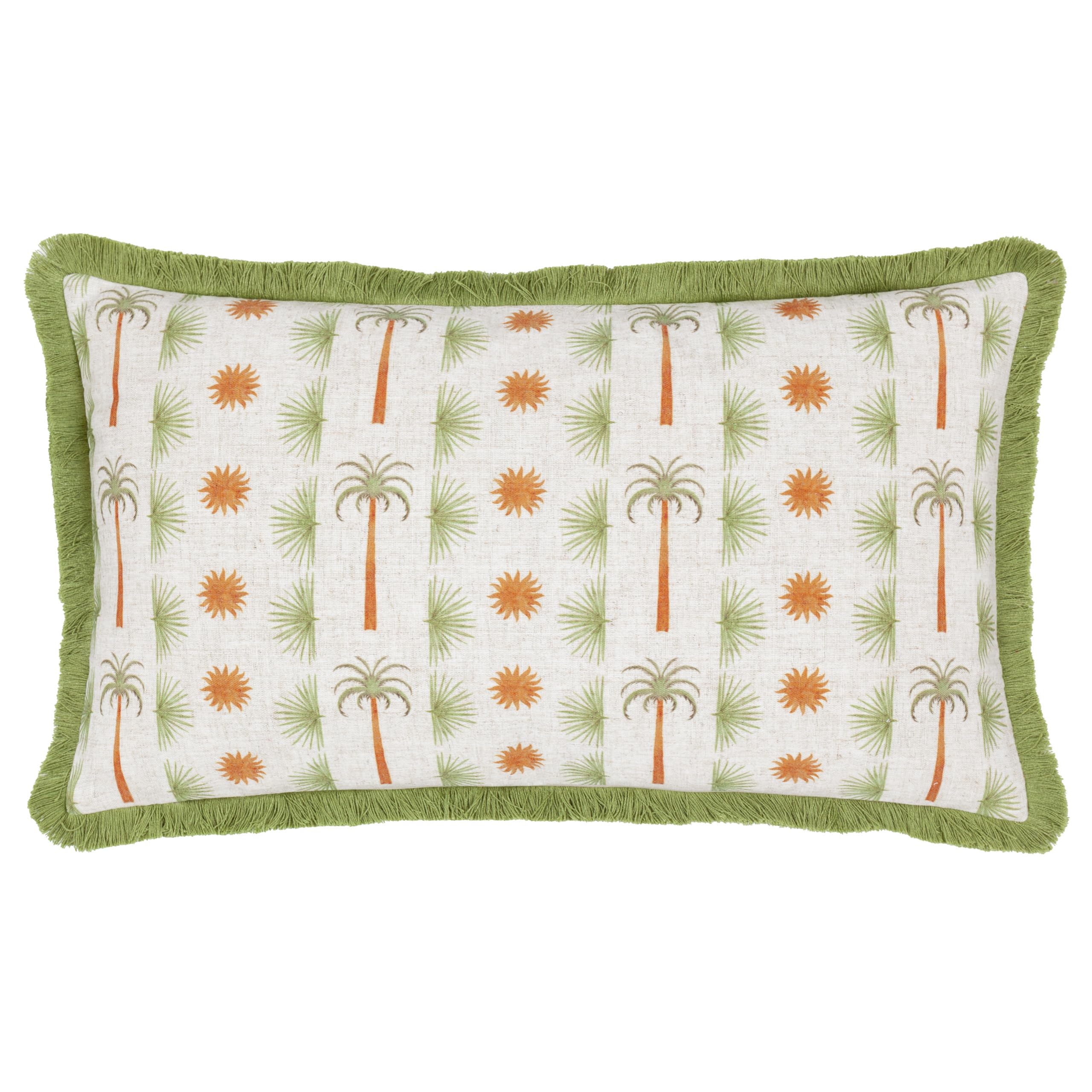 Furn Tropicala Palm Printed Cushion - Linen Blend - Green