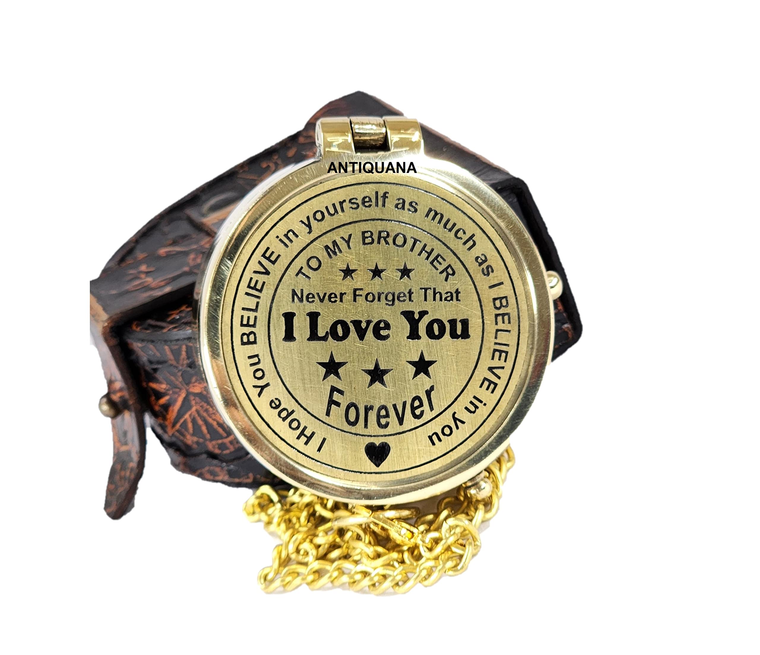 Brass Directional Engraved Compass, Baptism Gifts for Boys Girls, First Communion, Christian Gifts for Men, First Confirmation Gifts for Boys, Inspirational