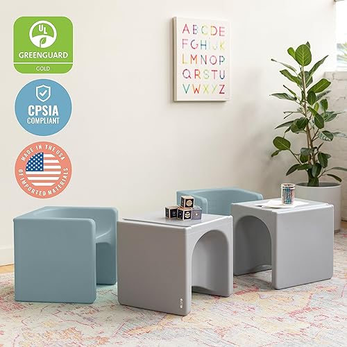 Miniatura 8 de ECR4Kids Tri-Me 3 en 1 silla cubo, muebles para niños, color azul polvo