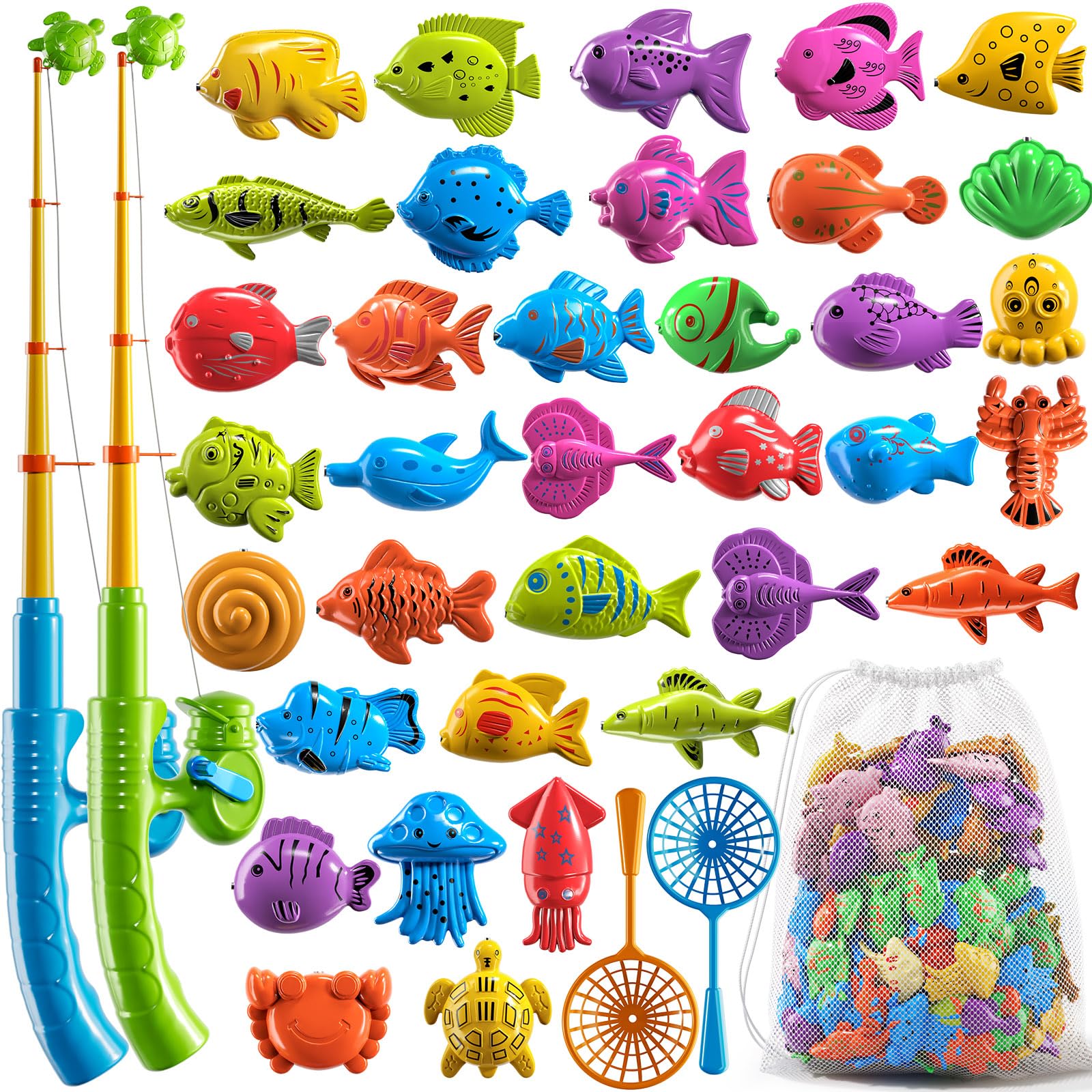 Photo 1 of NIPLOOOW Magnetic Fishing Game Pool Toys for Kids 3-5, Water Table Bathtub Kiddie Party Toy with Pole Rod Net Plastic Floating Fish, Outdoor Toys for Boys Girls Kids Age 3 4 5 6 7 8 Year Old