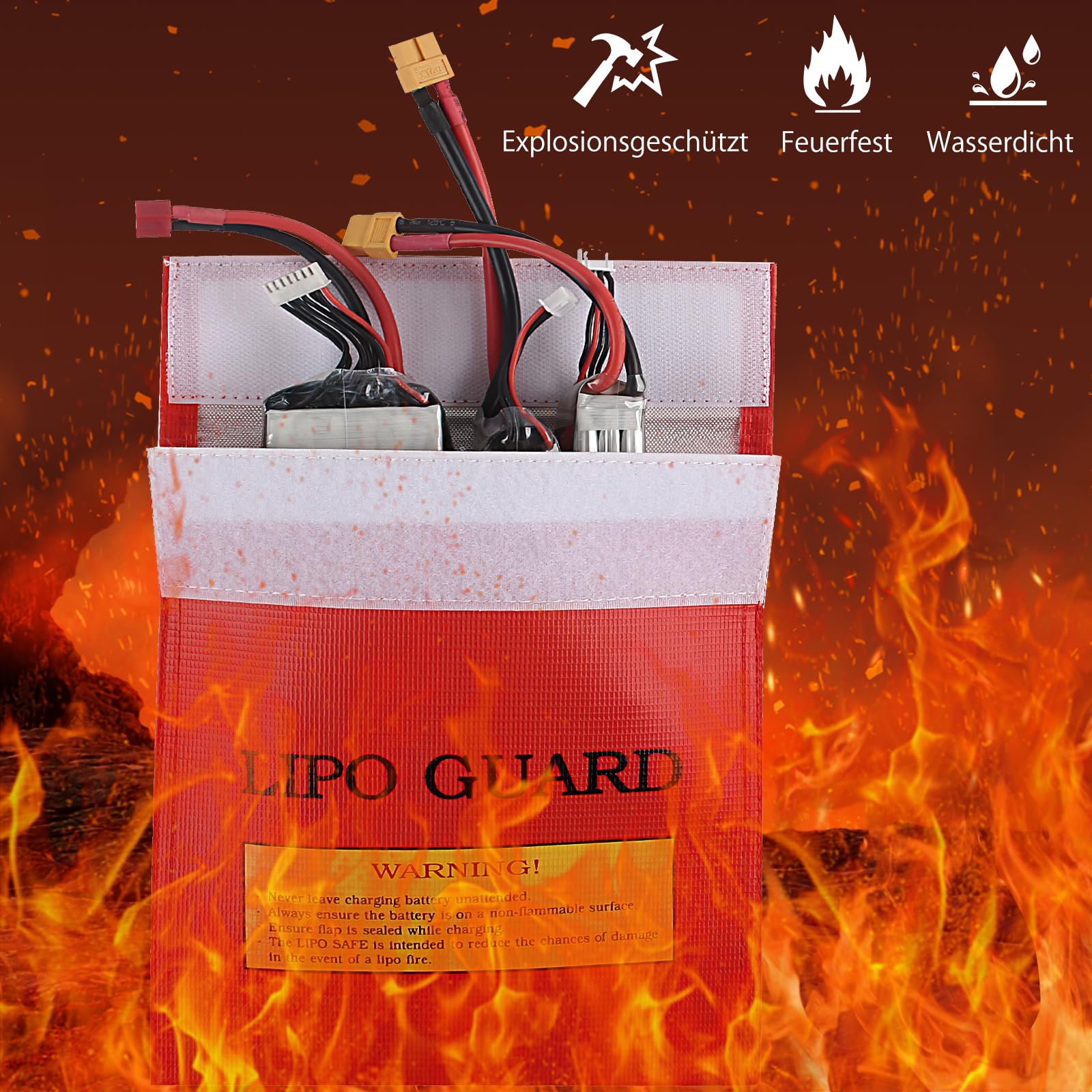 TNSLAND 3 sztuki ogniotrwałych i wodoszczelnych sejfów Lipo Safety Bag torba na baterie, ognioodporna torba na dokumenty, etui, pojemnik, torba na baterie, ochrona przed wybuchem
