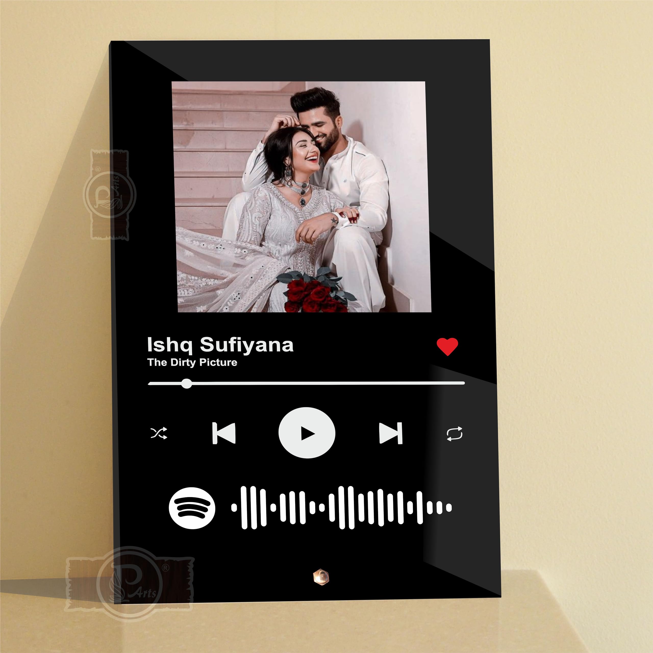 Precious Arts Gifts Customised Spotify Plaque|Spotify Photo Frame| Gift for Girlfriend|Boyfriend|Husband|Wife|Friend||Birthday|Anniversary|Mothers Day|Valentine's Gift (Black)