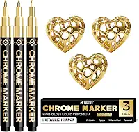 3 marcadores de tinta cromada, canetas espelhadas permanentes douradas para plástico, metal, modelo, joias, pintura de rodas, kit de retoque e reparo, projetos de arte DIY