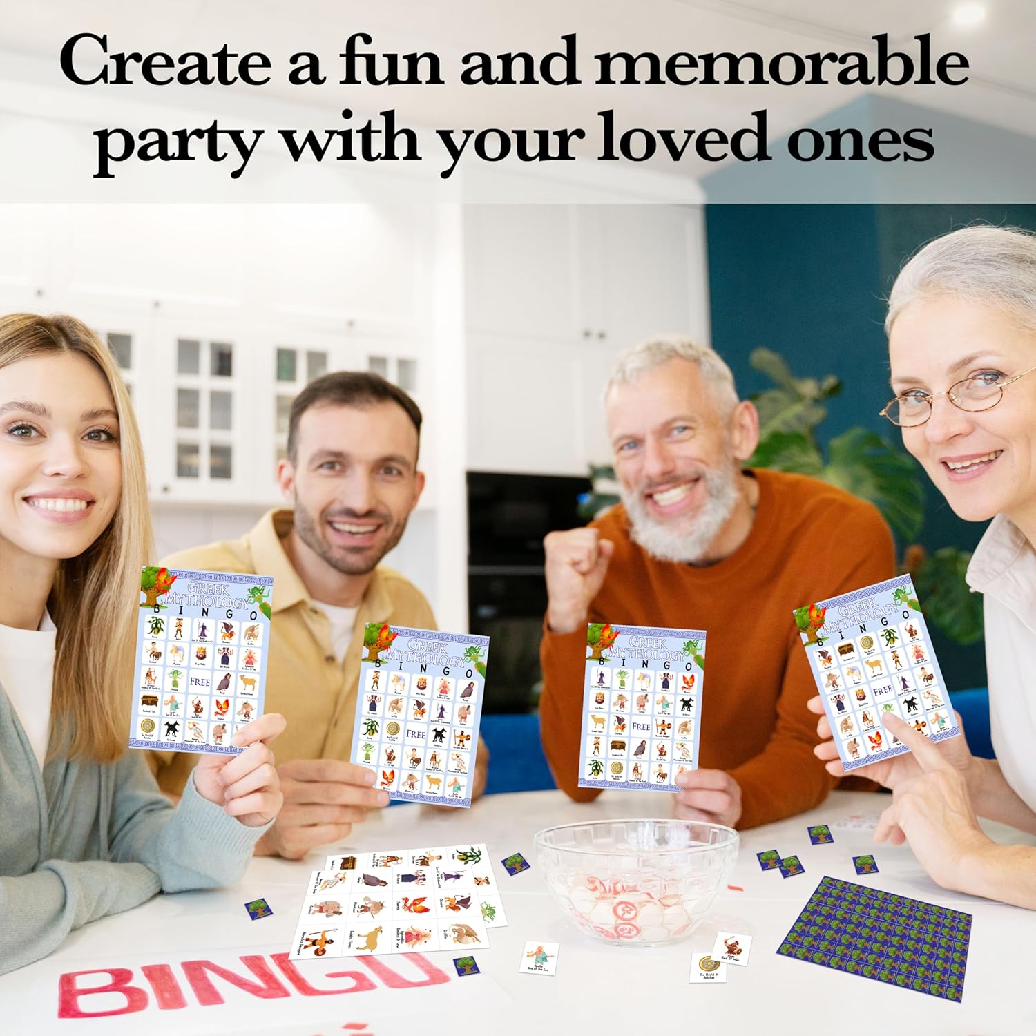 Greek Mythology Bingo Games, Ancient History Travel Trip Bingo Cards, Greek Theme Party Game for Adults Family, Christmas Party Activities, 24 Bingo Sets, A005