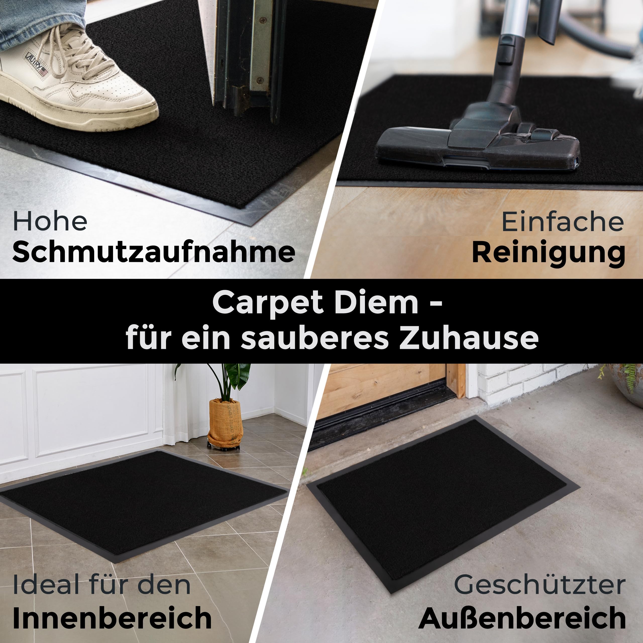 Jan Max Tapis Anti-salissures paillasson 90 x 150 cm Anthracite