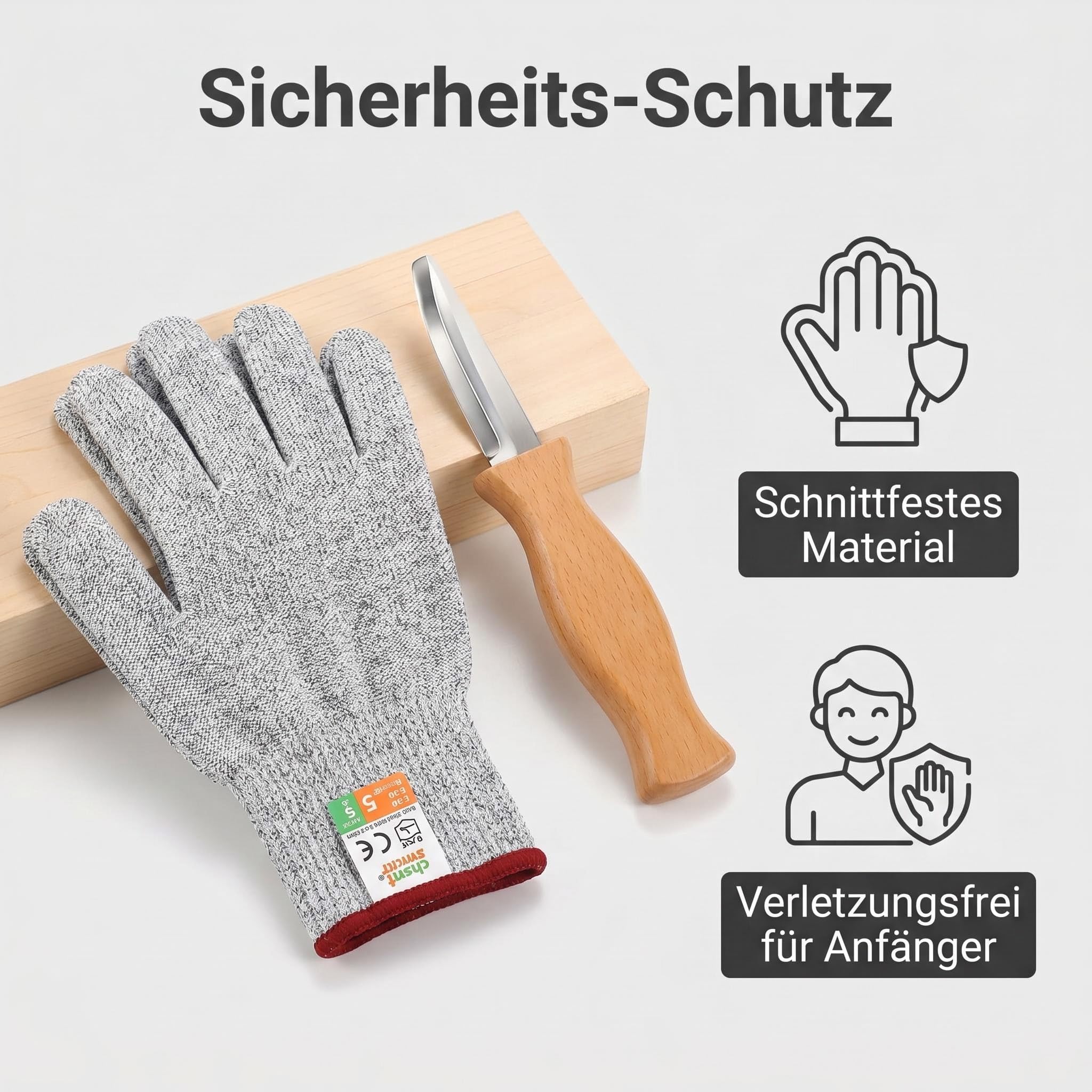 29-Teiliges Schnitzset Kinder ab 8 Jahre – Holzschnitzwerkzeug Set mit 5 Schnitzmessern | Komplettes Schnitzmesser Kinder ab 8 Set inkl. Schnittschutz Stufe 5, Holz, Malset & Geschenkbox