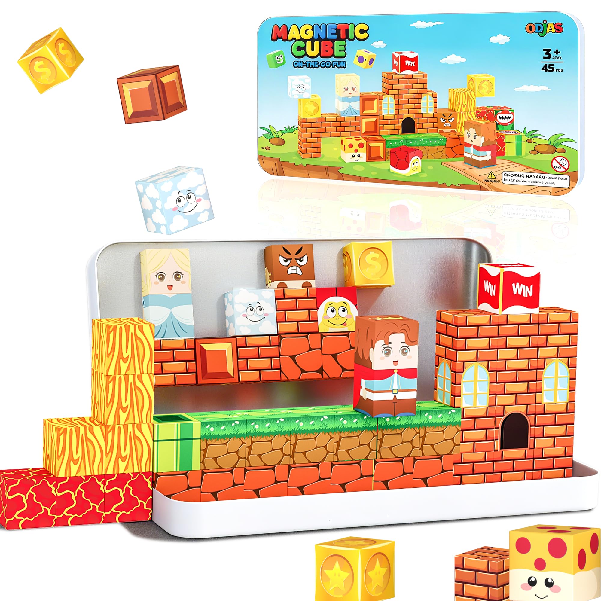 Juego de mini bloques de construcción magnéticos de viaje con funda, 45 juguetes magnéticos de viaje con caja portátil para niños, juguetes sensoriales educativos STEM, imprescindible para el aula