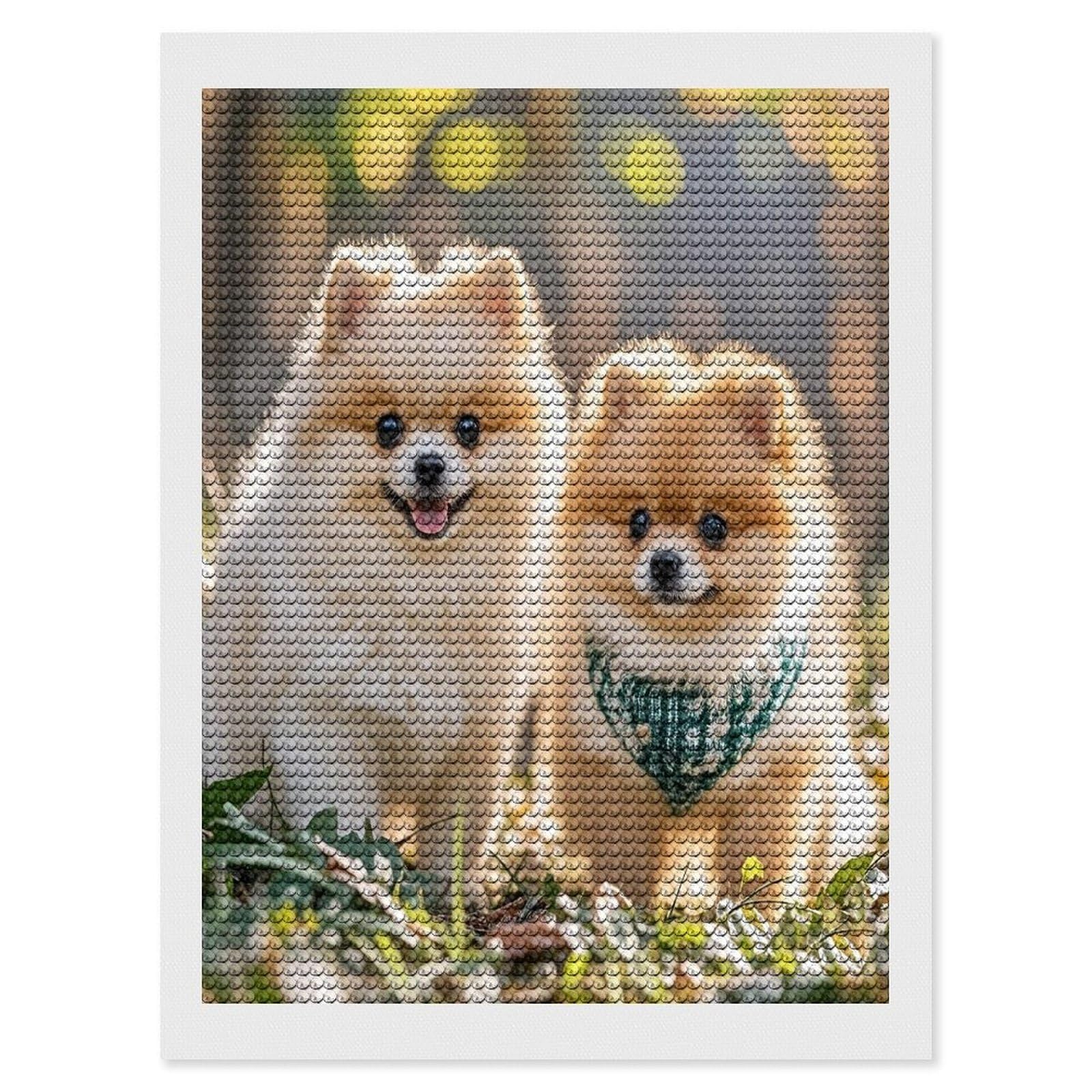 FekiLoot Pomeranians Puppies Diamond Painting Kits for Adults Full Round Drill Diamond Art Kits for Beginners 5D DIY Diamond Dots Paintings Diamonds Pictures Gem Art Home Wall Decor 12"x16"